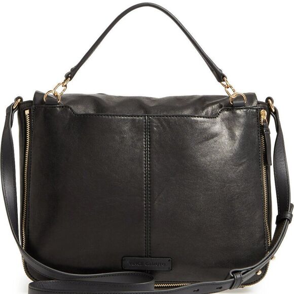 Vince Camuto Delos Genuine Leather Messenger Crossbody Bag Black - Picture 4 of 13